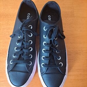 Converse Ctas lift leather platform black polar W